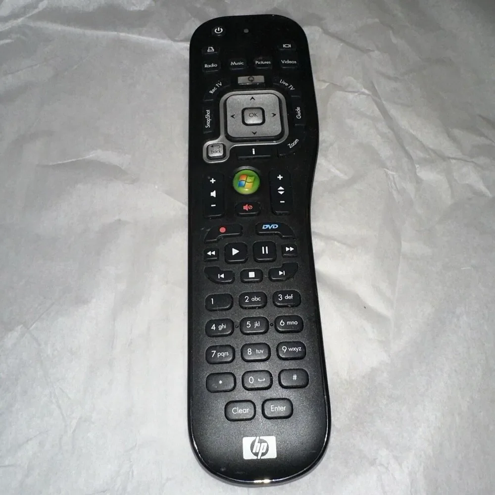 HP Remote Control Black Model TSGH-IR01 For TV Windows Media Center Tested